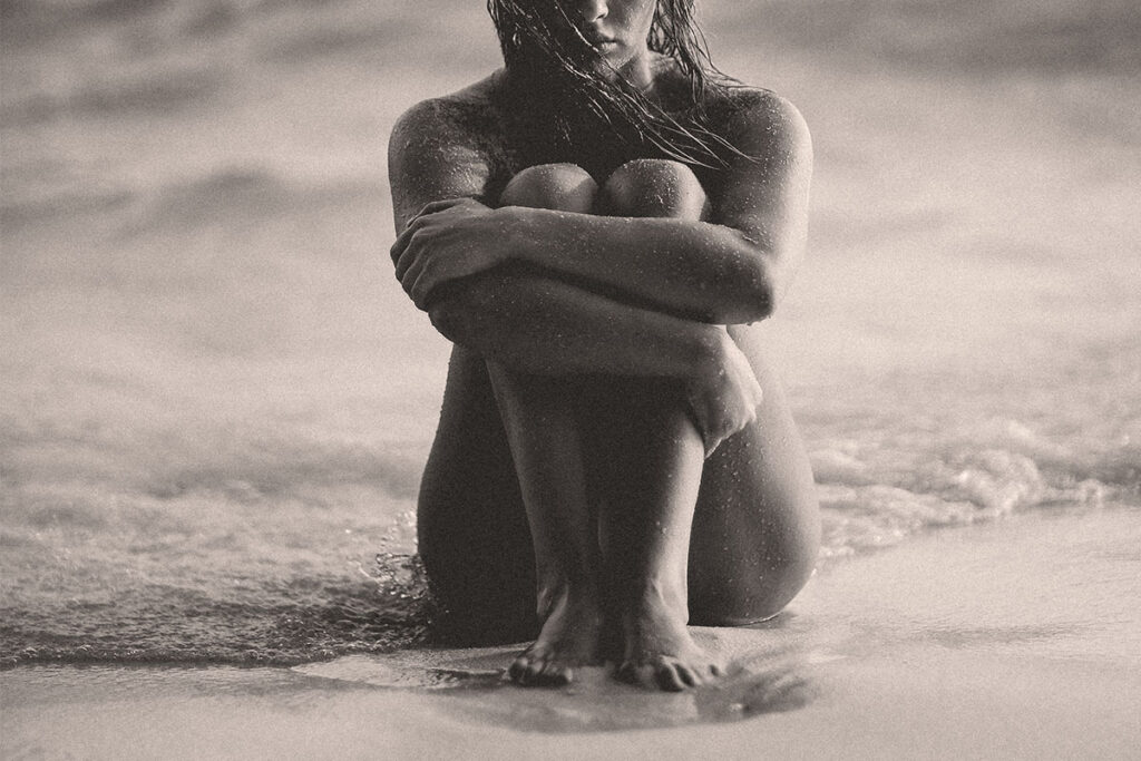woman at the beach in the water